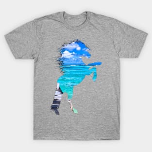 Cloudy ocean horse pattern T-Shirt